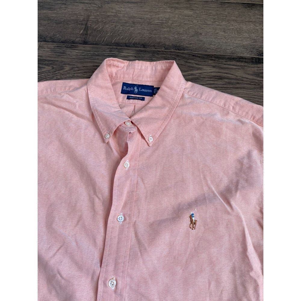 EUC Mens Ralph Lauren Orange long sleeve button up shirt custom fit size XXL - Picture 5 of 8